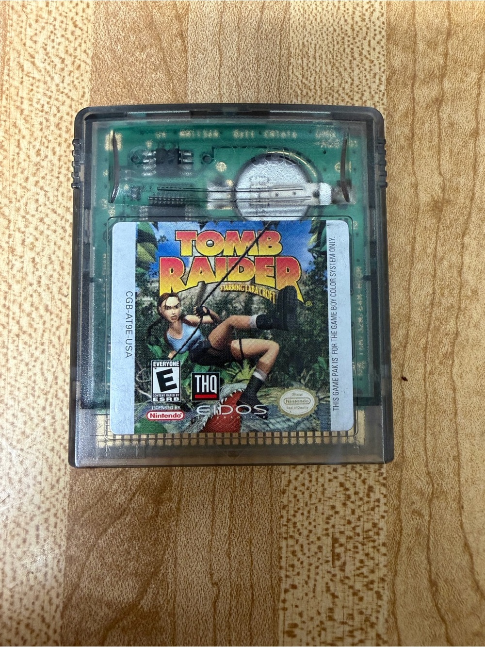 Nintendo Tomb Raider Game Boy Color Clear Green Cartridge